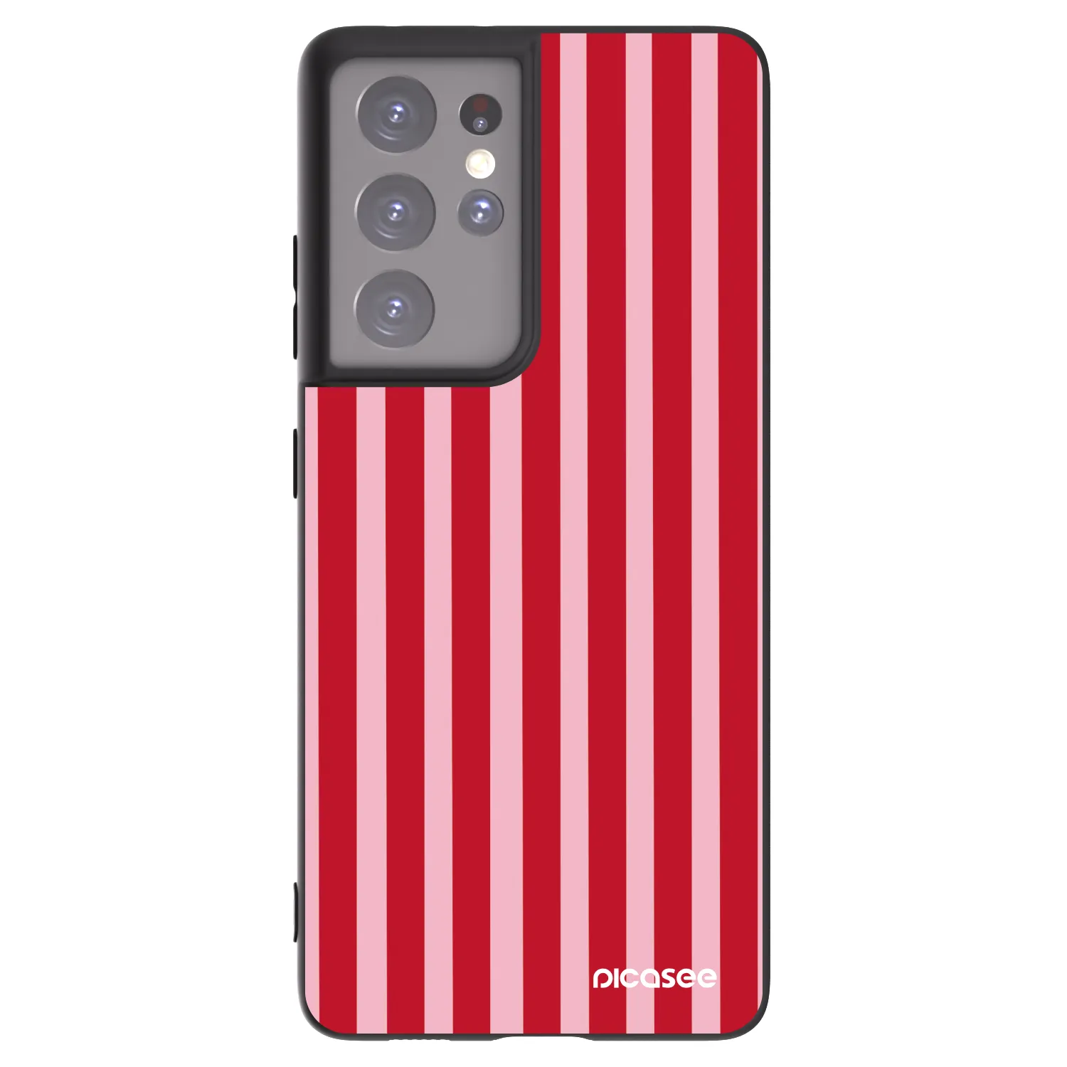Picasee Μαύρη θήκη σιλικόνης για Samsung Galaxy S21 Ultra 5G G998B - Lines red