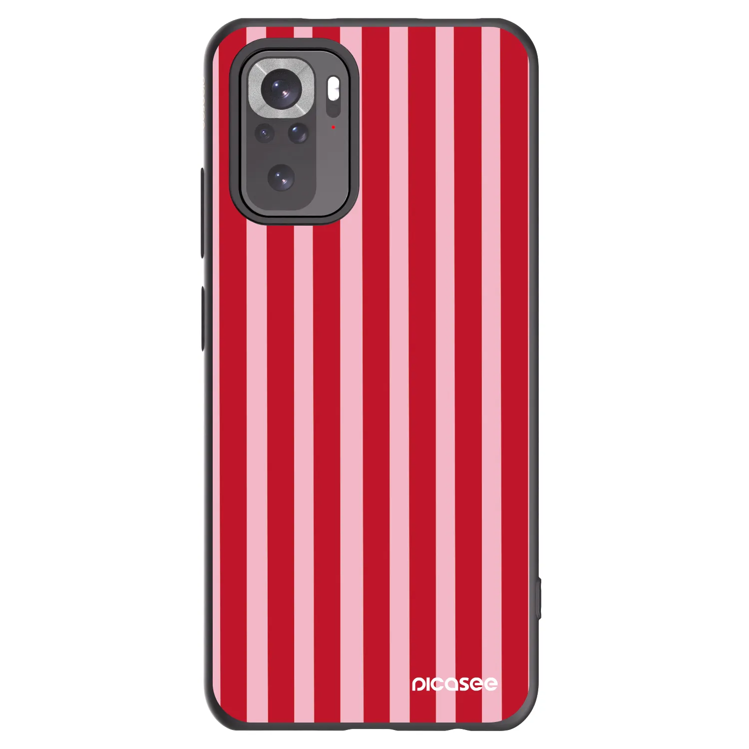 Picasee Μαύρη θήκη σιλικόνης για Xiaomi Redmi Note 10 - Lines red