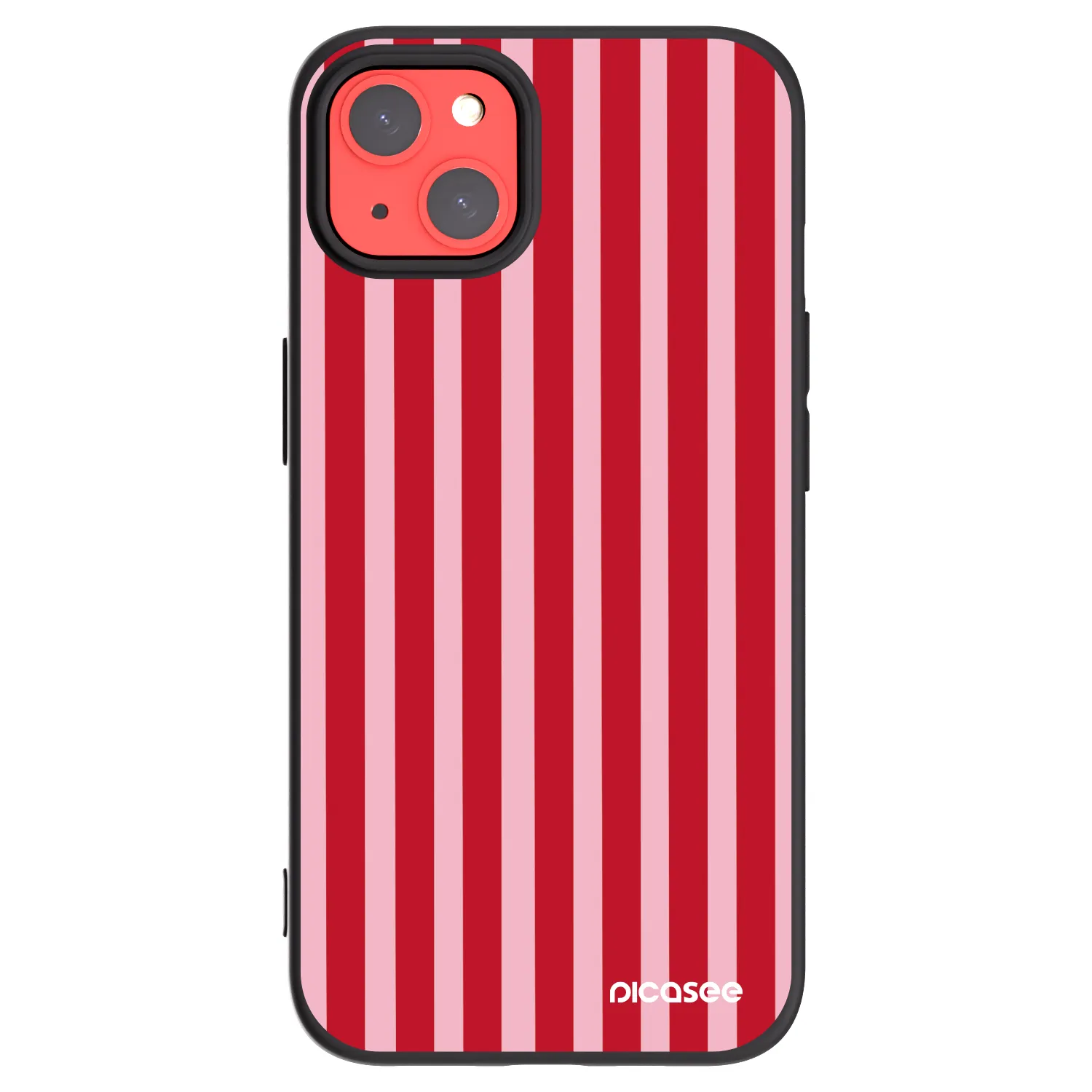 Picasee Μαύρη θήκη σιλικόνης για Apple iPhone 13 - Lines red