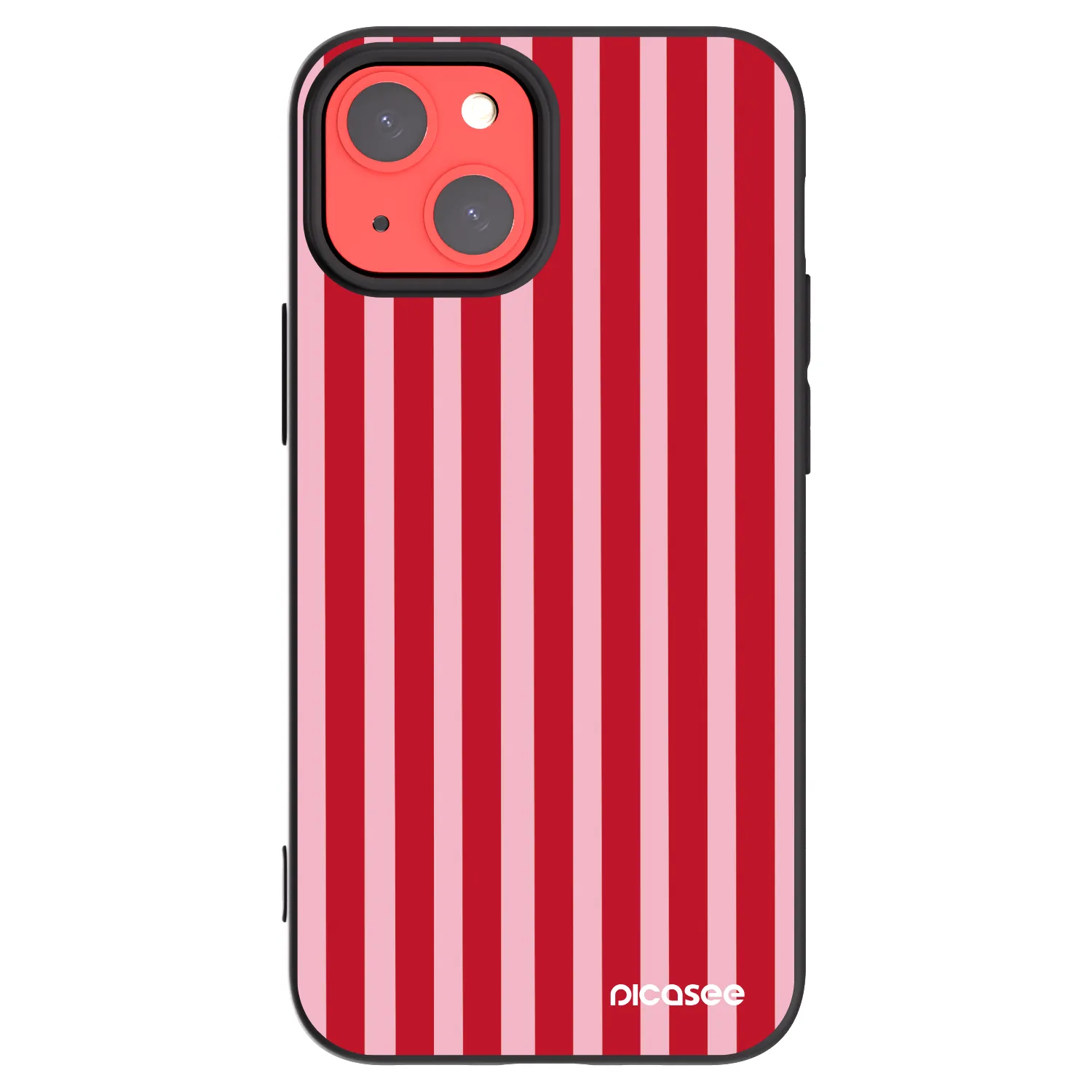 Picasee Μαύρη θήκη σιλικόνης για Apple iPhone 13 mini - Lines red