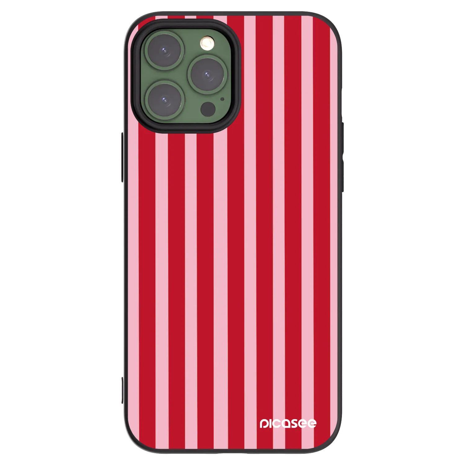 Picasee Μαύρη θήκη σιλικόνης για Apple iPhone 13 Pro Max - Lines red