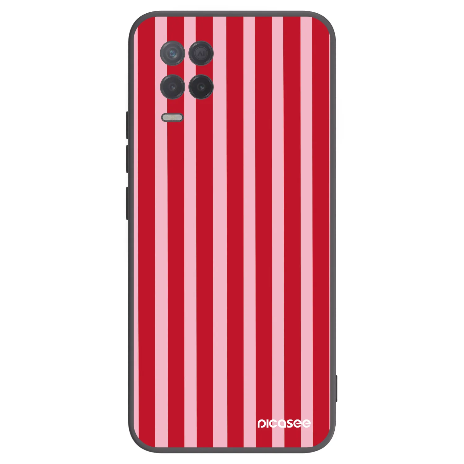 Picasee Μαύρη θήκη σιλικόνης για Realme 8 5G - Lines red