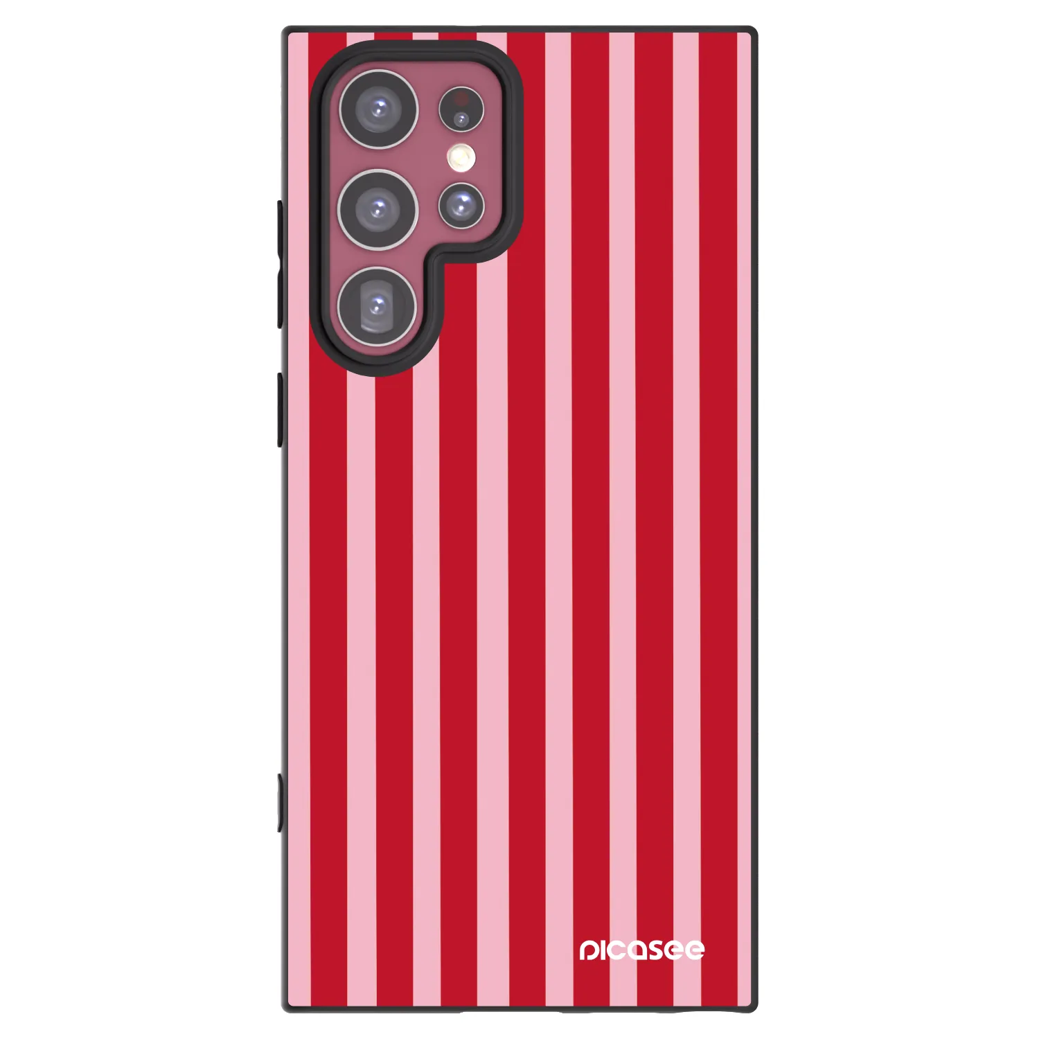 Picasee Μαύρη θήκη σιλικόνης για Samsung Galaxy S22 Ultra 5G - Lines red