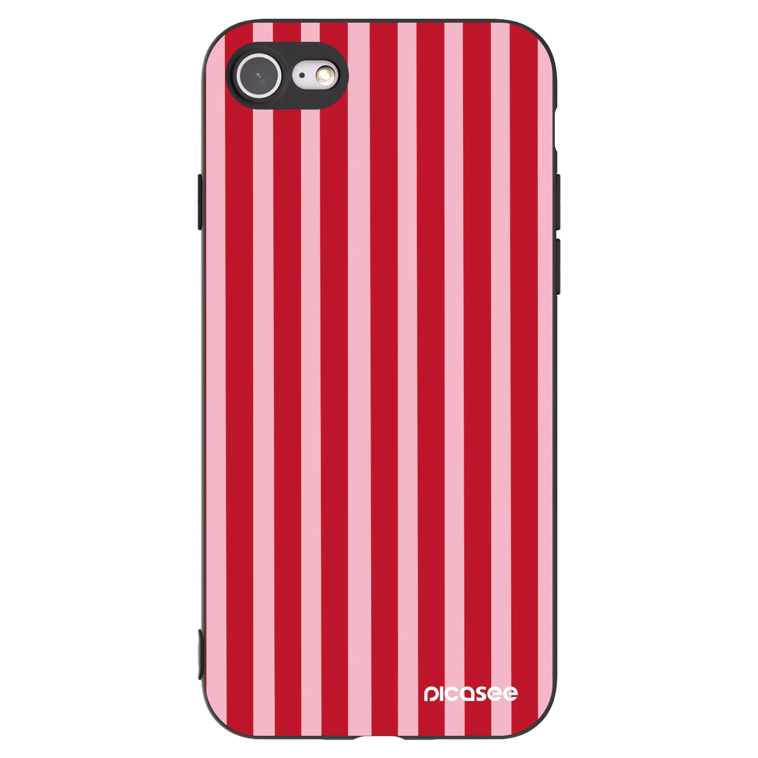 Picasee Μαύρη θήκη σιλικόνης για Apple iPhone SE 2022 - Lines red