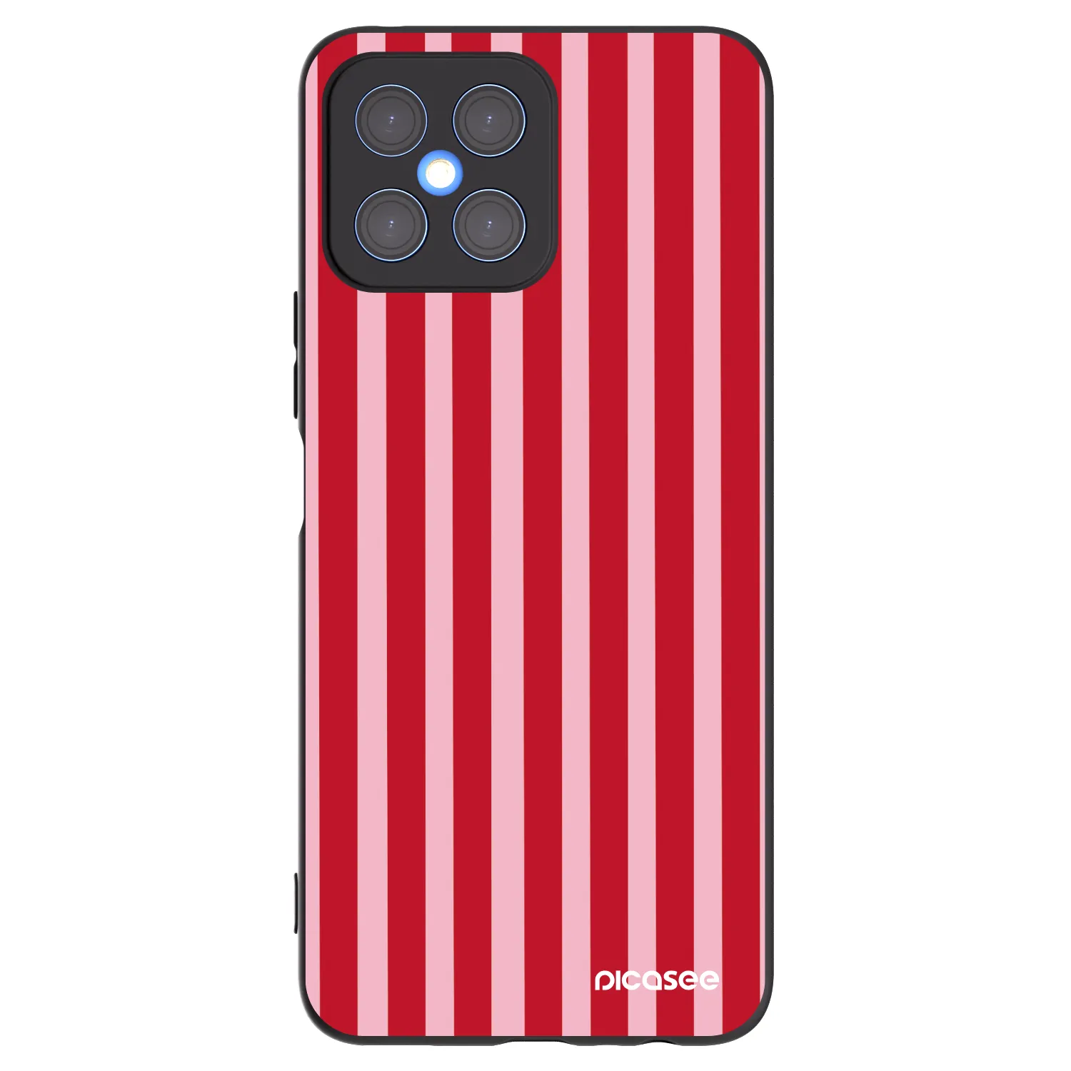 Picasee Μαύρη θήκη σιλικόνης για Honor X8 4G - Lines red