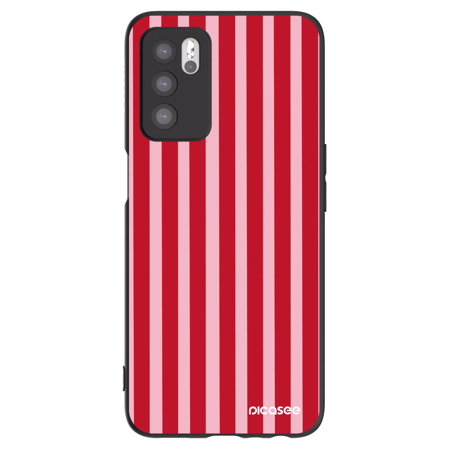 Picasee Μαύρη θήκη σιλικόνης για OPPO A16s - Lines red