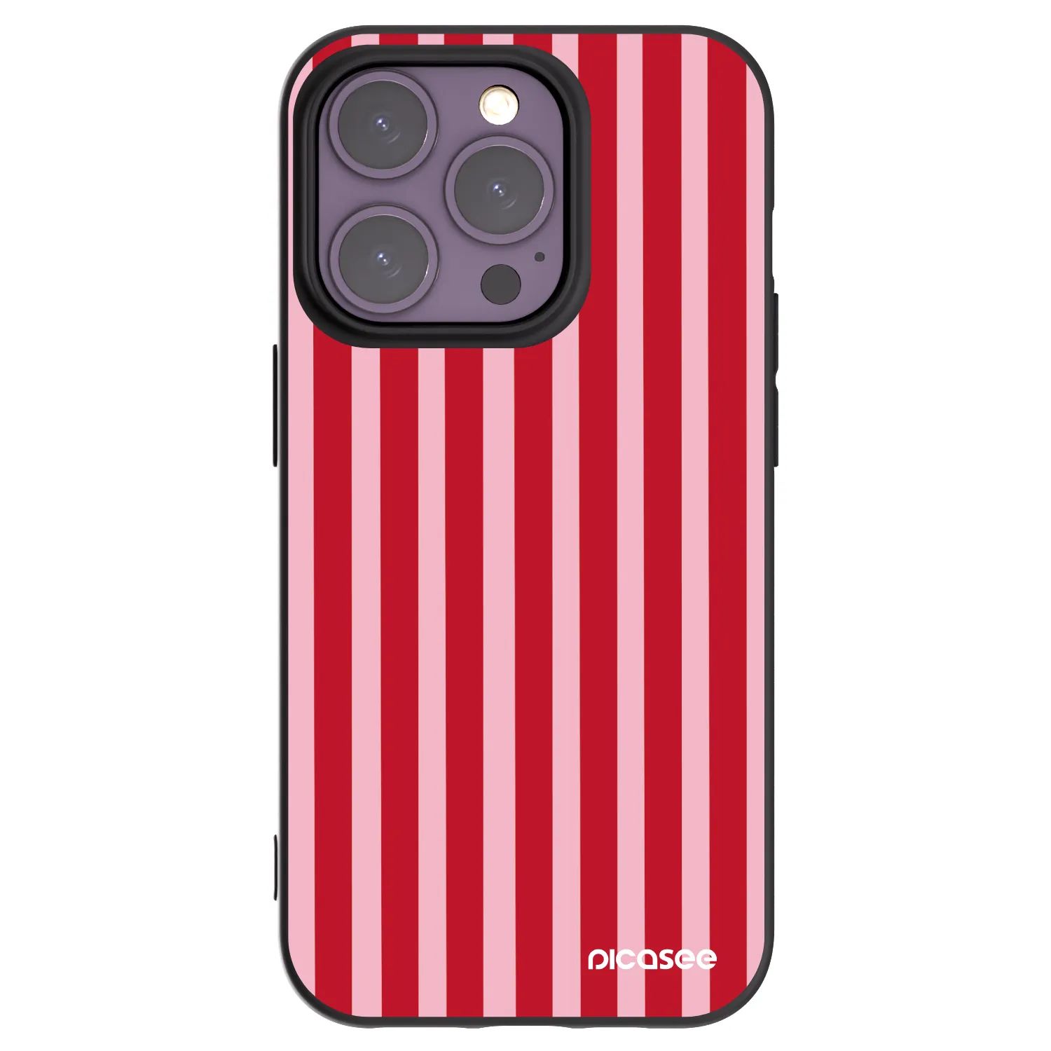 Picasee Μαύρη θήκη σιλικόνης για Apple iPhone 14 Pro - Lines red