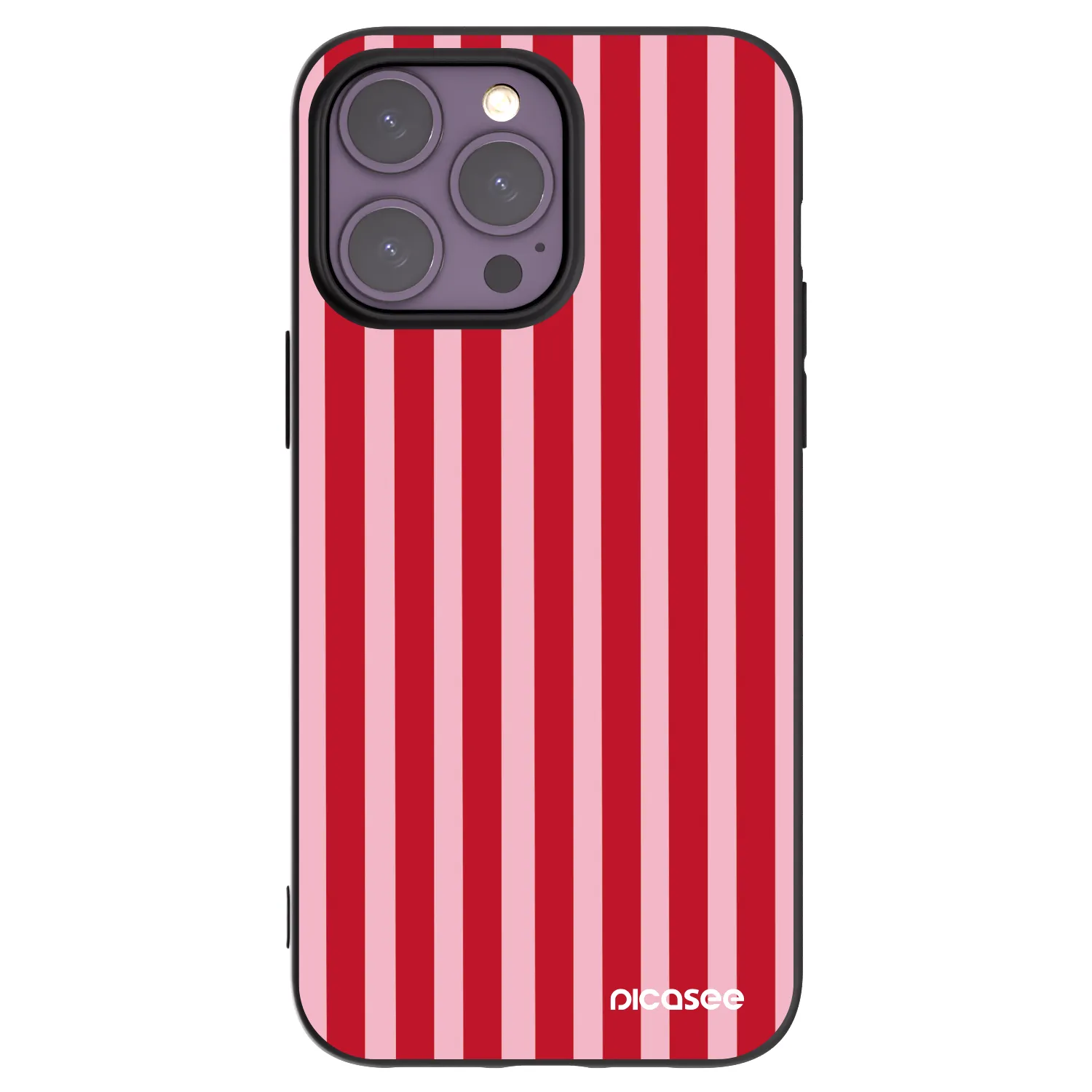 Picasee Μαύρη θήκη σιλικόνης για Apple iPhone 14 Pro Max - Lines red