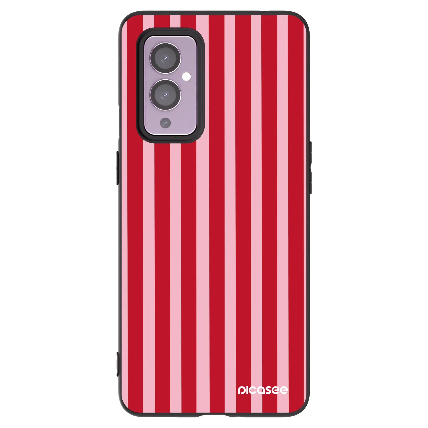 Picasee Μαύρη θήκη σιλικόνης για OnePlus 9 - Lines red
