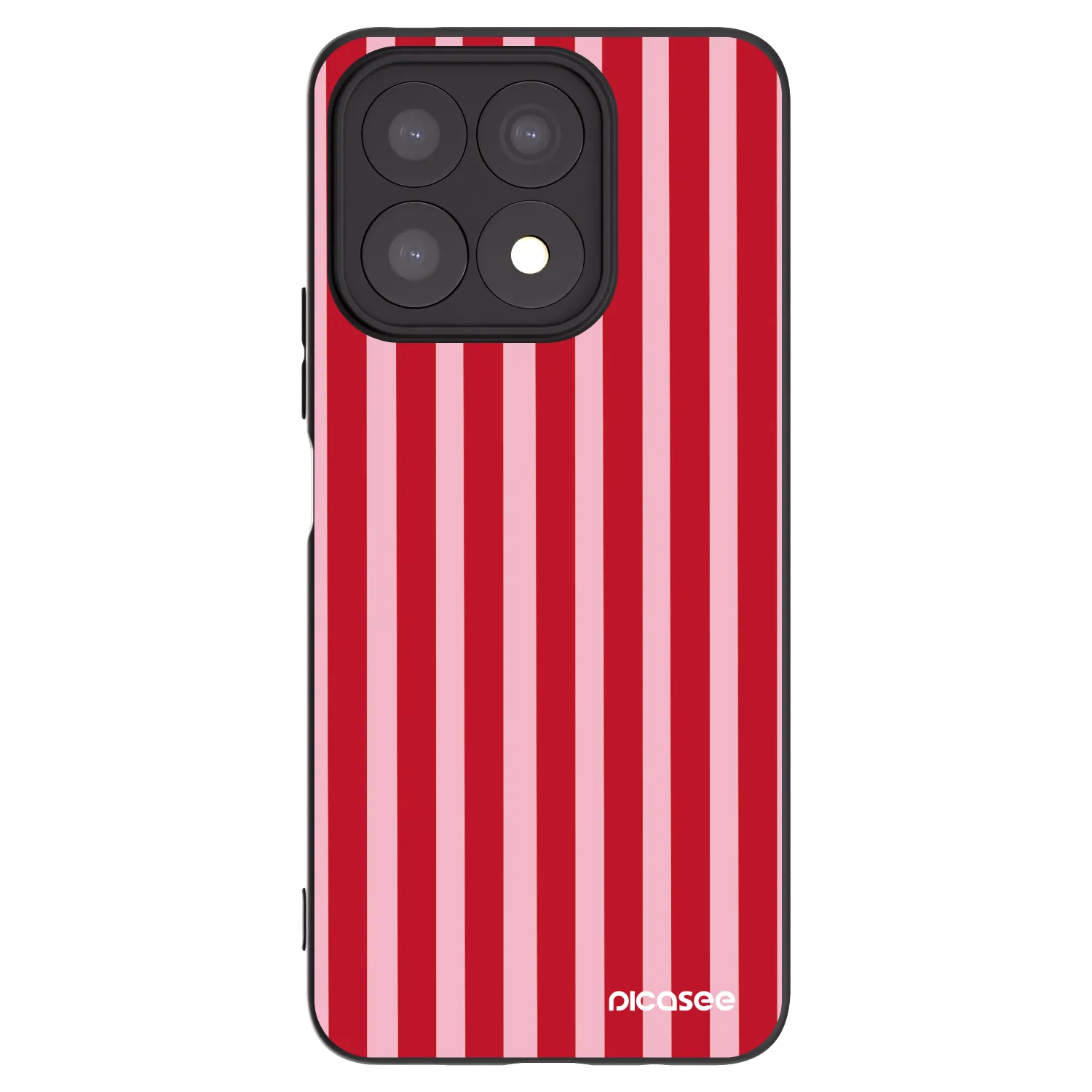 Picasee Μαύρη θήκη σιλικόνης για Honor X8a - Lines red