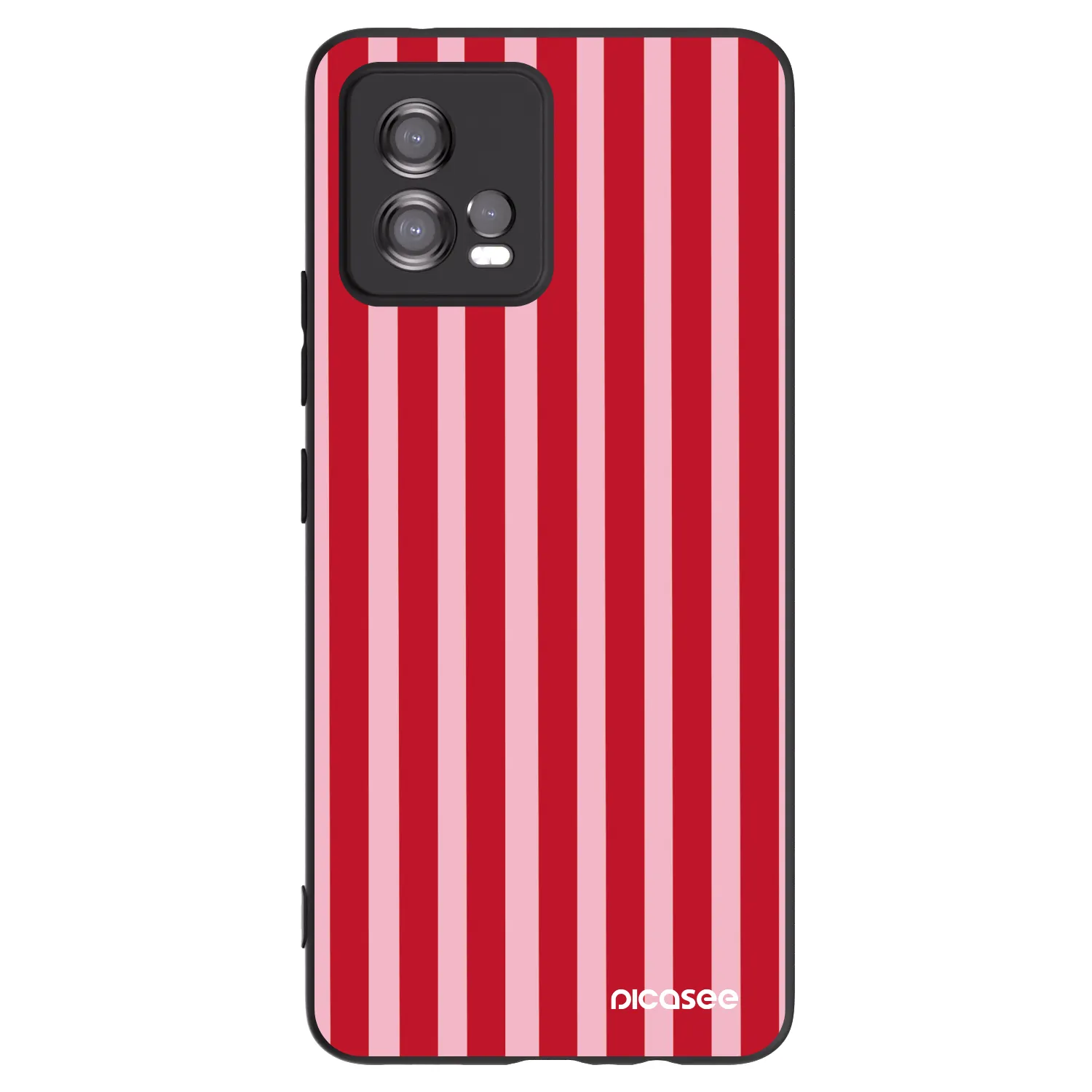 Picasee Μαύρη θήκη σιλικόνης για Motorola Moto G72 - Lines red