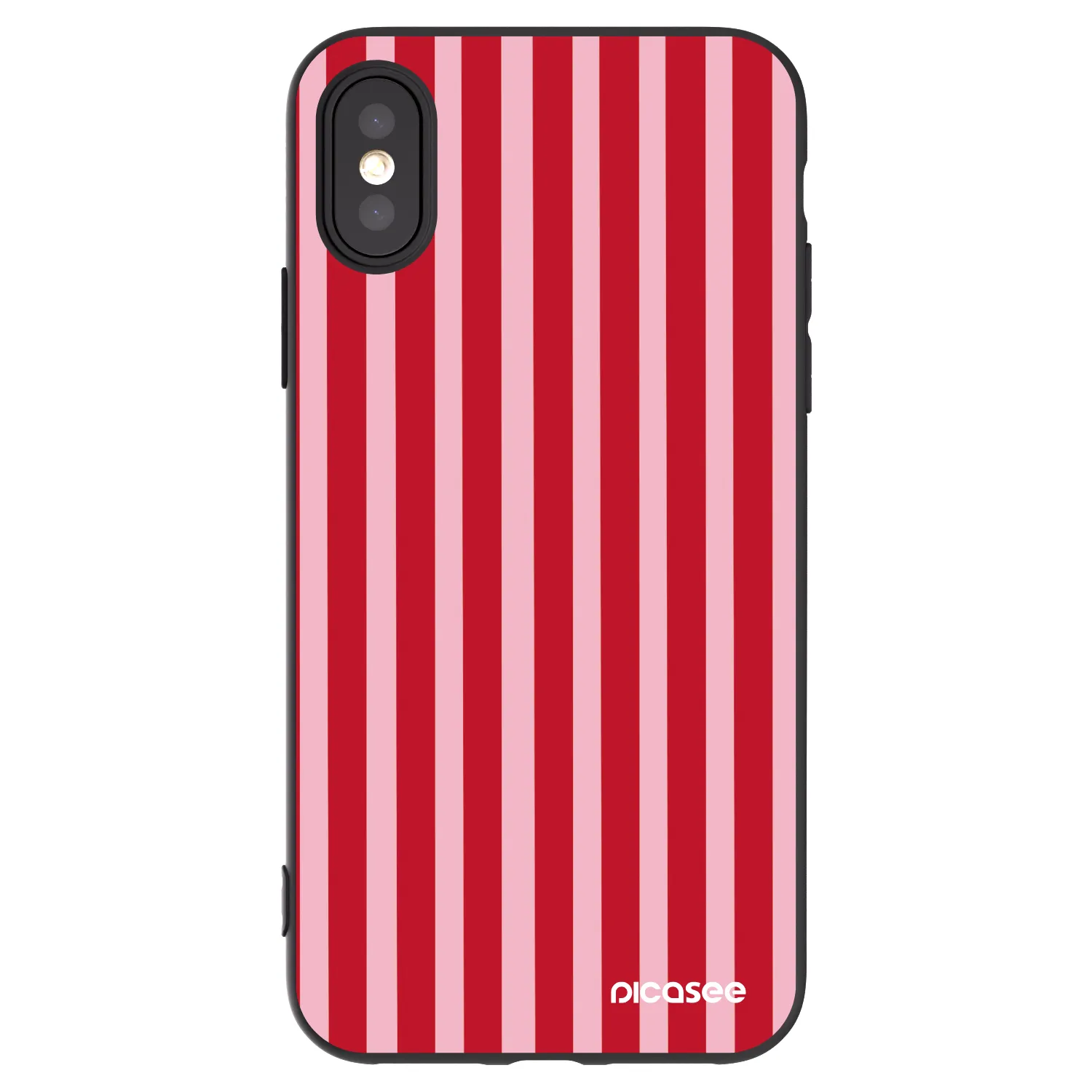 Picasee Μαύρη θήκη σιλικόνης για Apple iPhone X/XS - Lines red
