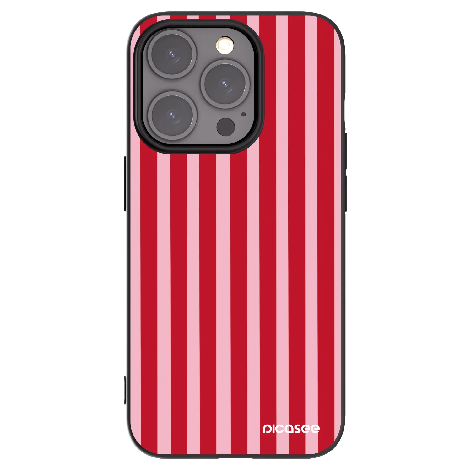 Picasee Μαύρη θήκη σιλικόνης για Apple iPhone 15 Pro - Lines red