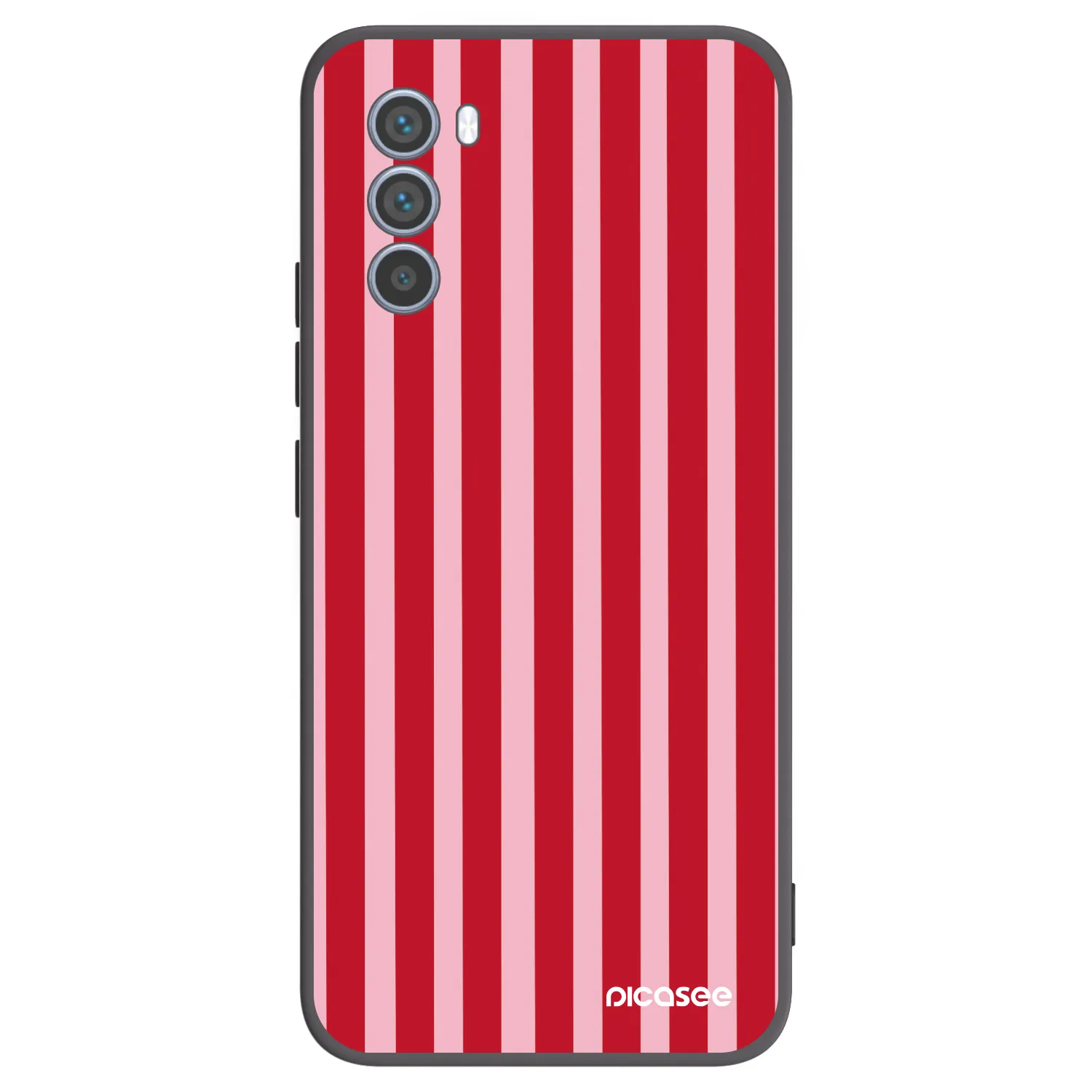 Picasee Μαύρη θήκη σιλικόνης για Motorola Moto G62 - Lines red