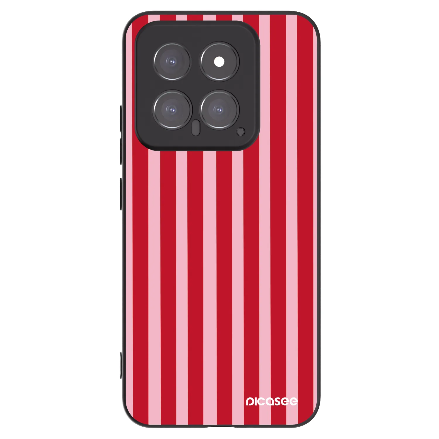 Picasee Μαύρη θήκη σιλικόνης για Xiaomi 14 - Lines red
