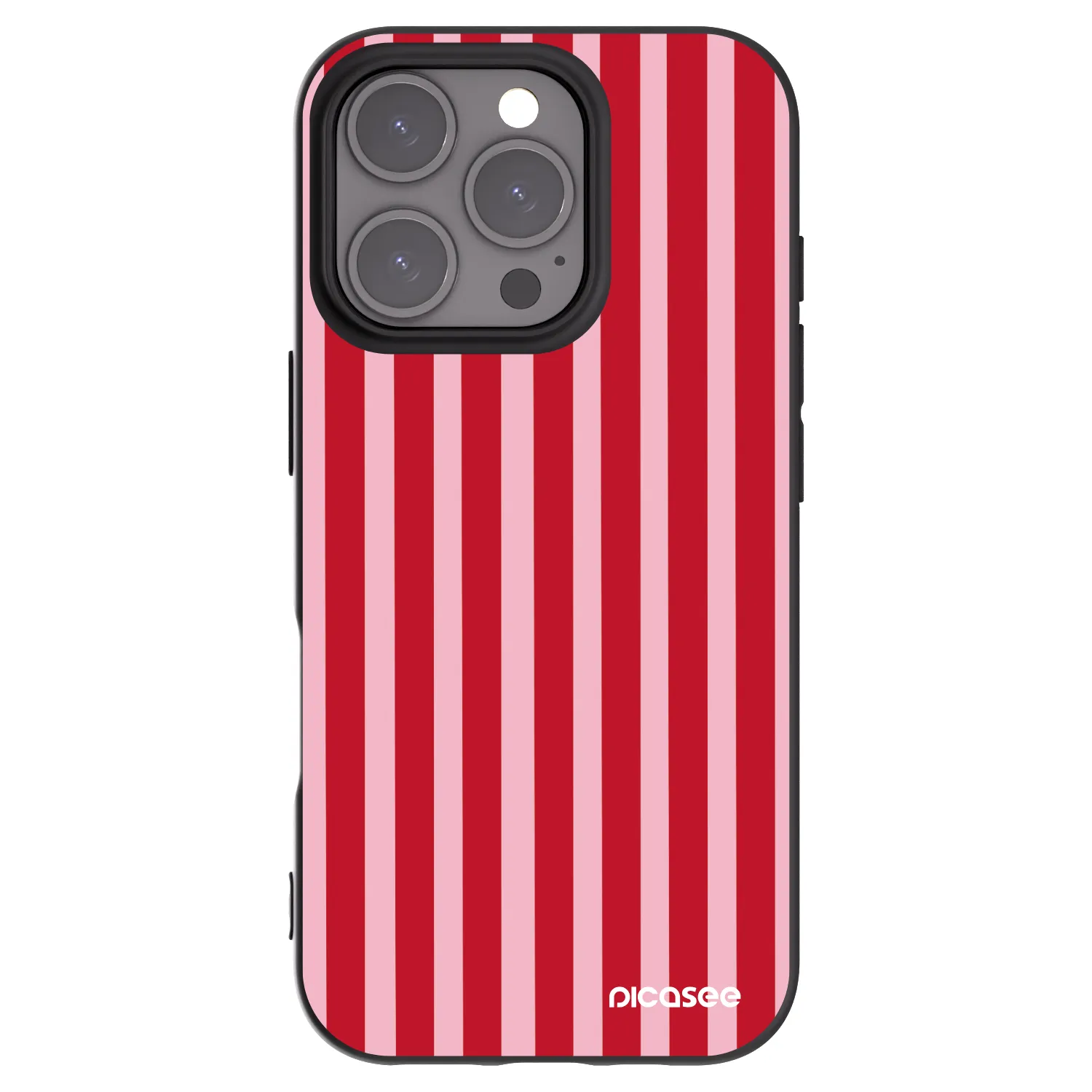 Picasee Μαύρη θήκη σιλικόνης για Apple iPhone 16 Pro - Lines red