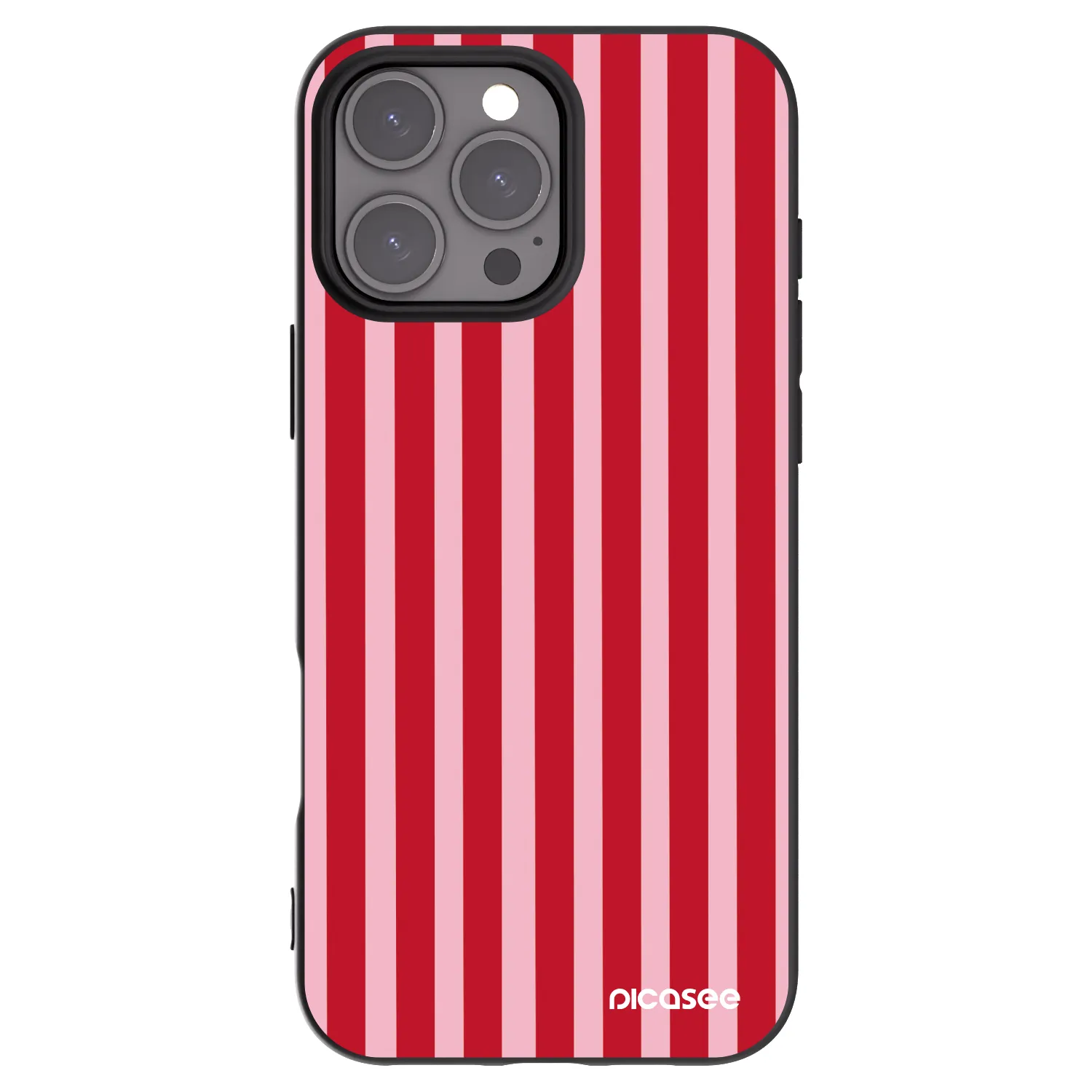 Picasee Μαύρη θήκη σιλικόνης για Apple iPhone 16 Pro Max - Lines red