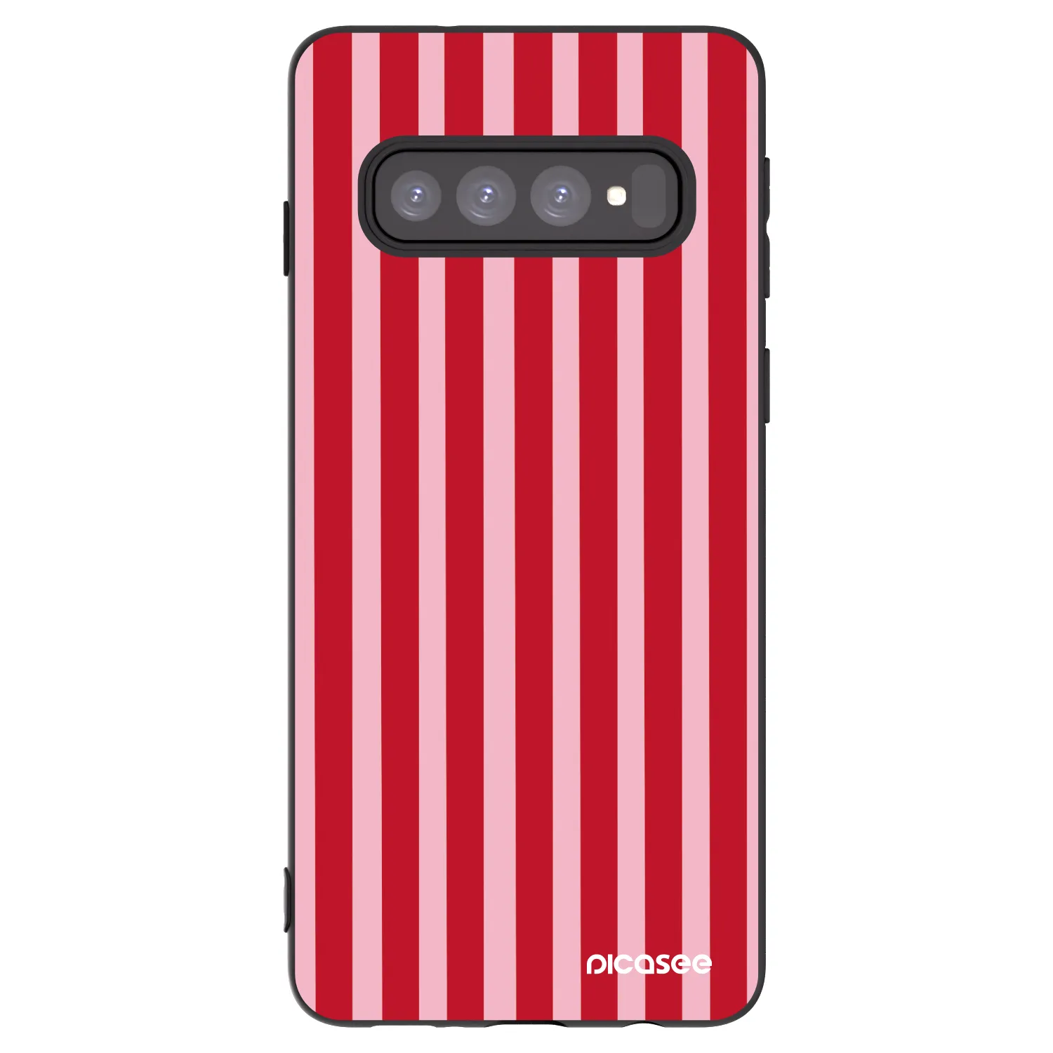 Picasee Μαύρη θήκη σιλικόνης για Samsung Galaxy S10 G973 - Lines red