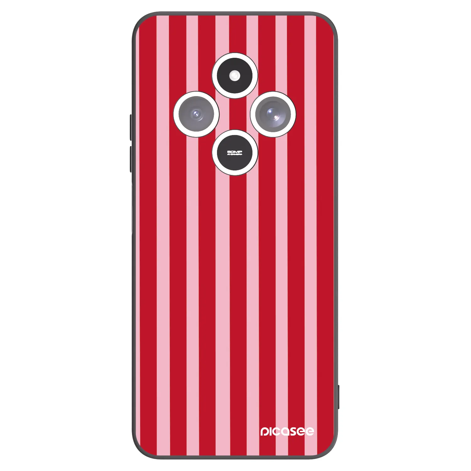 Picasee Μαύρη θήκη σιλικόνης για Xiaomi Redmi 14C - Lines red
