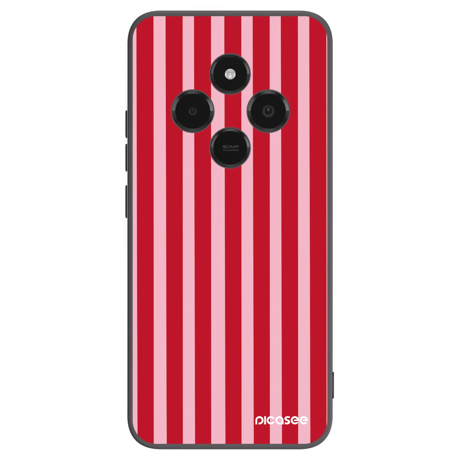 Picasee Μαύρη θήκη σιλικόνης για Xiaomi Poco C75 - Lines red
