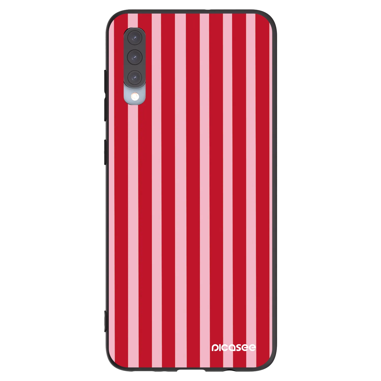 Picasee Μαύρη θήκη σιλικόνης για Samsung Galaxy A70 A705F - Lines red