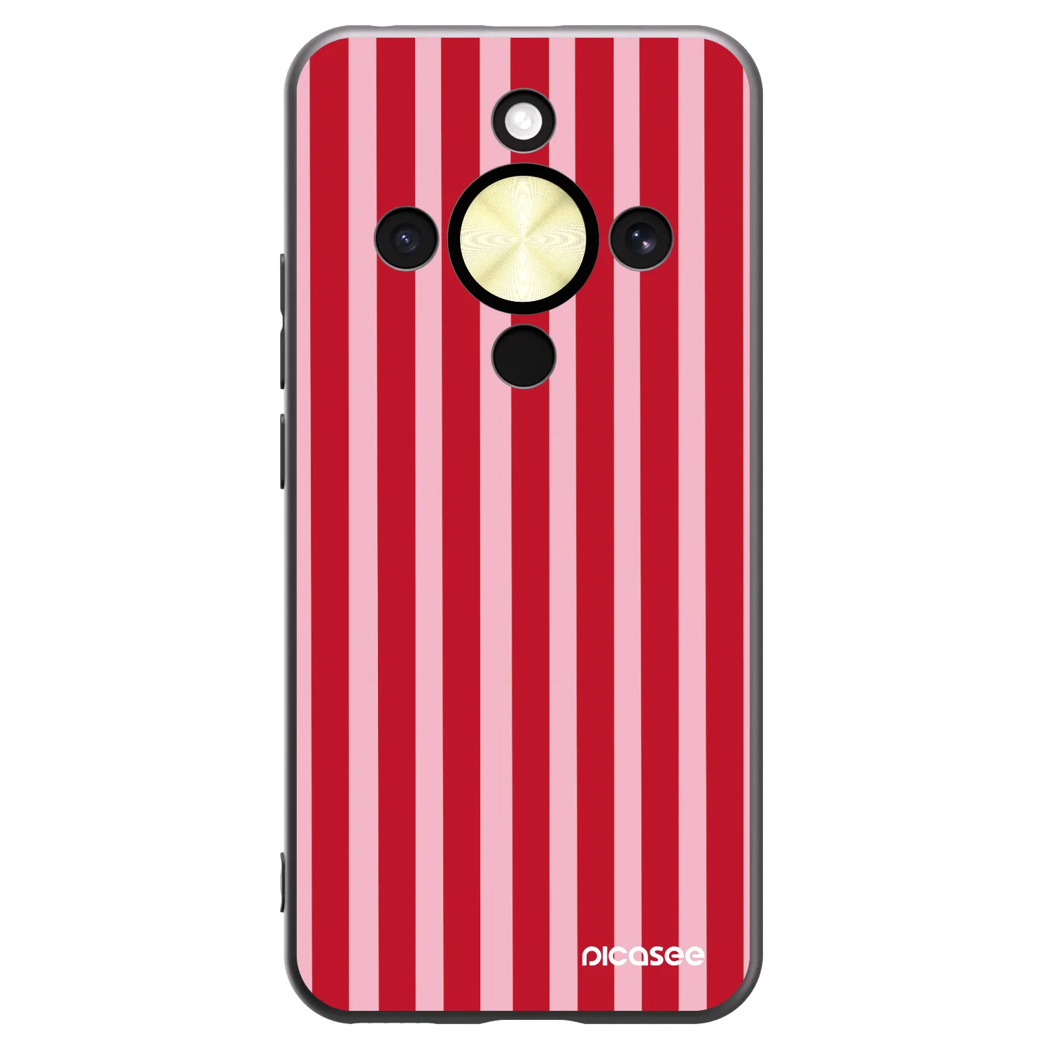 Picasee Μαύρη θήκη σιλικόνης για Honor Magic8 Lite 5G - Lines red