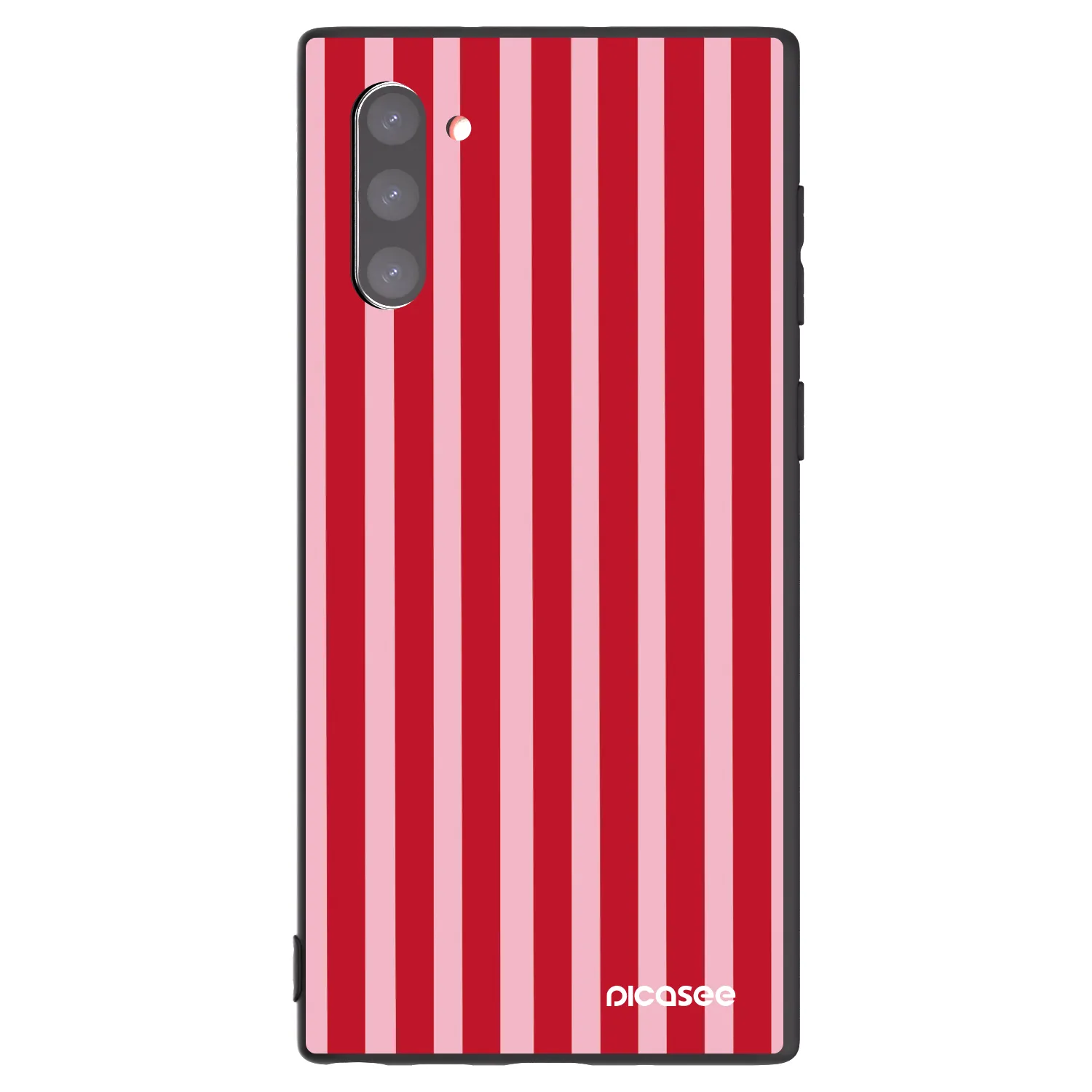Picasee Μαύρη θήκη σιλικόνης για Samsung Galaxy Note 10 N970F - Lines red