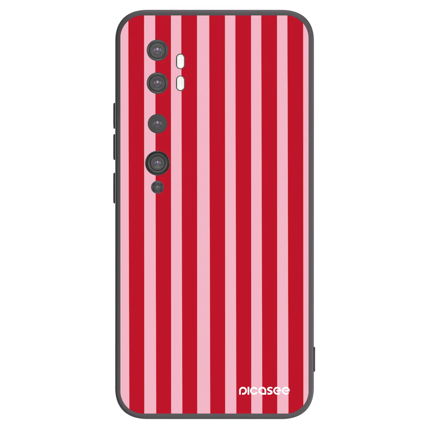 Picasee Μαύρη θήκη σιλικόνης για Xiaomi Mi Note 10 (Pro) - Lines red