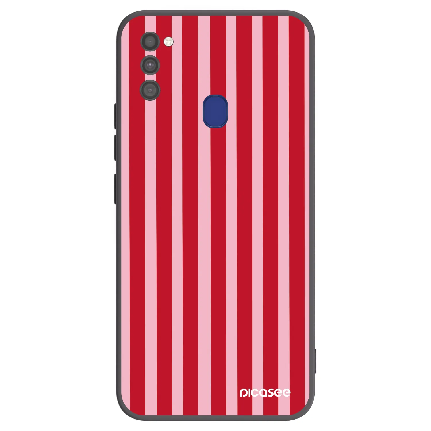 Picasee Μαύρη θήκη σιλικόνης για Samsung Galaxy M21 M215F - Lines red