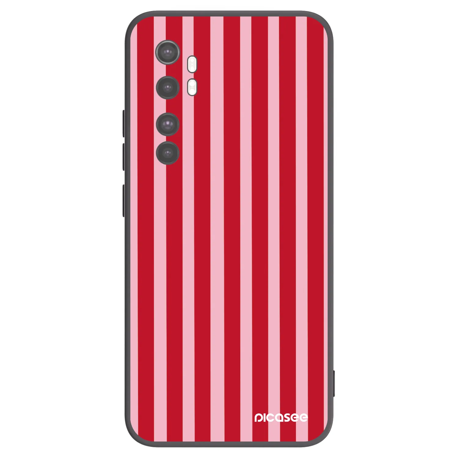 Picasee Μαύρη θήκη σιλικόνης για Xiaomi Mi Note 10 Lite - Lines red