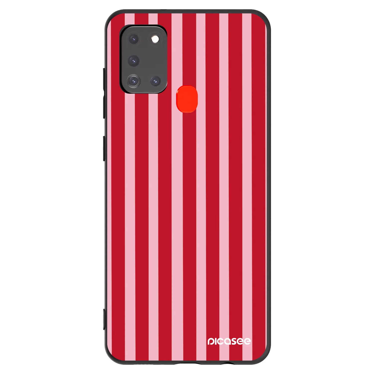 Picasee Μαύρη θήκη σιλικόνης για Samsung Galaxy A21s - Lines red