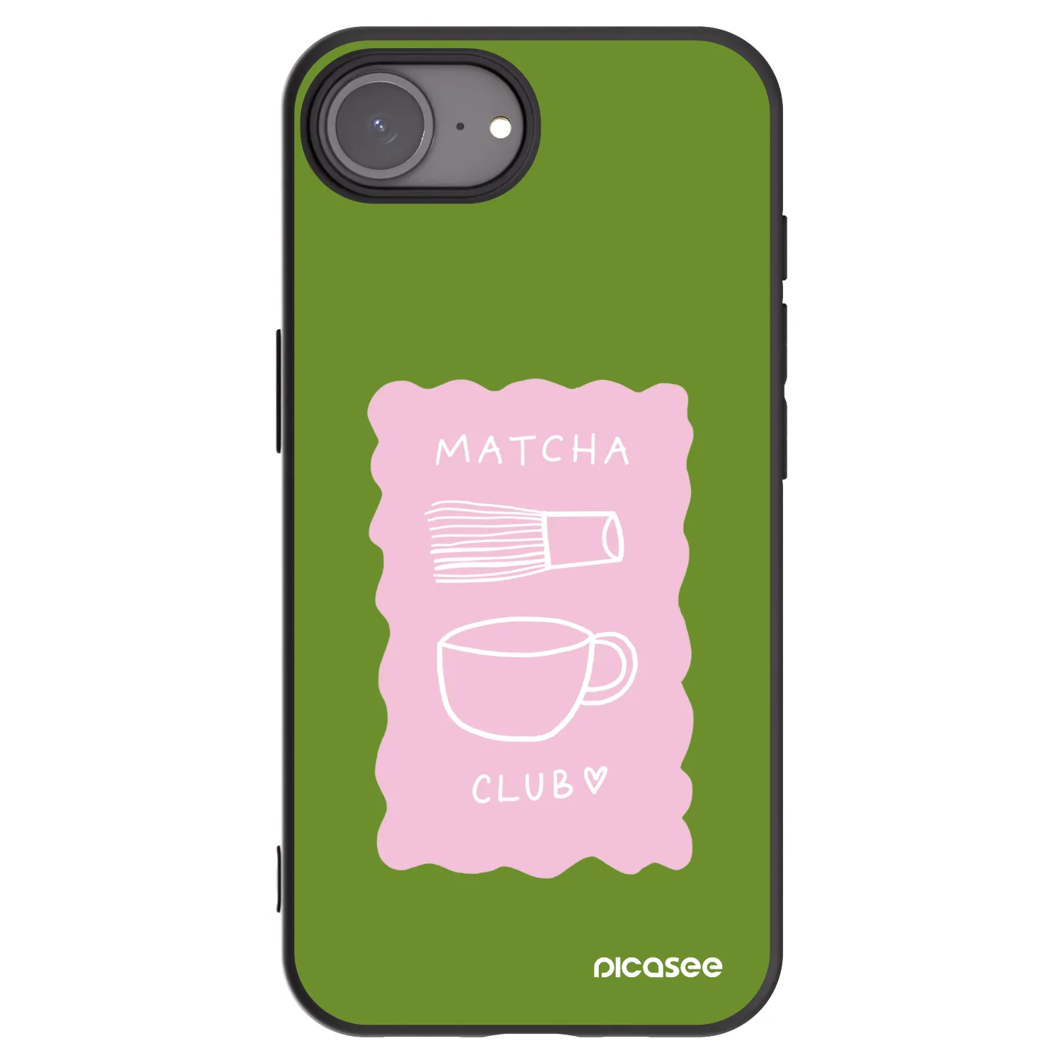 Picasee Μαύρη θήκη σιλικόνης για Apple iPhone 16e - Matcha club