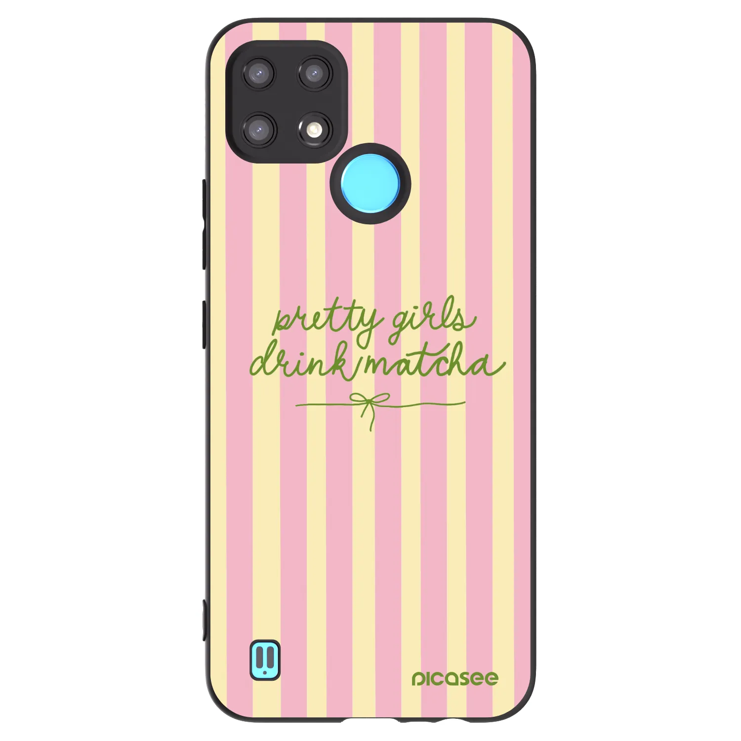 Picasee Μαύρη θήκη σιλικόνης για Realme C21 - Pretty matcha