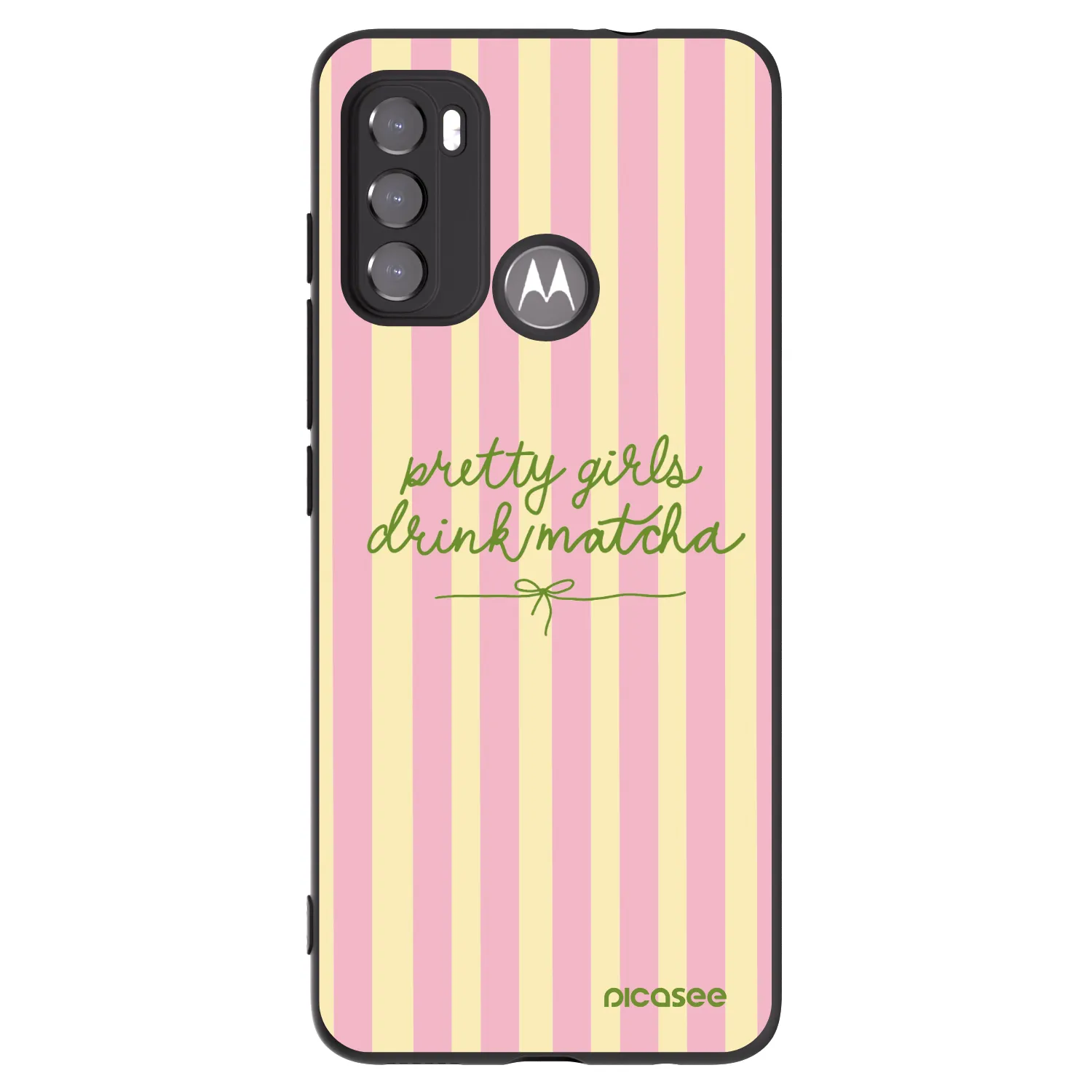 Picasee Μαύρη θήκη σιλικόνης για Motorola Moto G60 - Pretty matcha