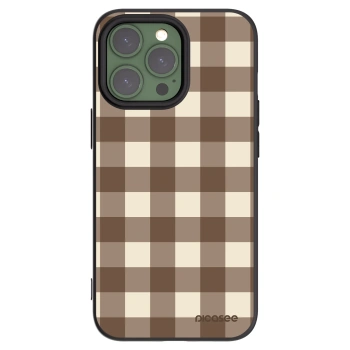 Picasee Μαύρη θήκη σιλικόνης για Apple iPhone 13 Pro - Brown grid