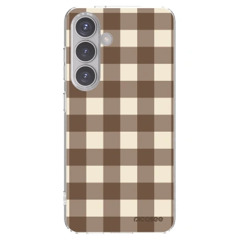 Picasee διαφανής θήκη σιλικόνης Samsung Galaxy S24 S921B 5G - Brown grid