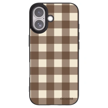 Picasee Μαύρη θήκη σιλικόνης για Apple iPhone 17 - Brown grid