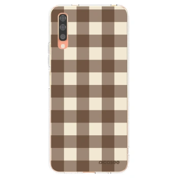 Picasee διαφανής θήκη σιλικόνης Samsung Galaxy A70 A705F - Brown grid
