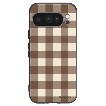 Picasee Μαύρη θήκη σιλικόνης για Google Pixel 10 Pro - Brown grid