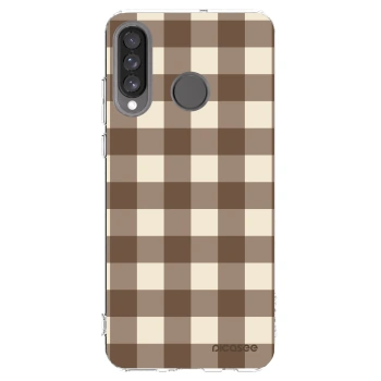 Picasee διαφανής θήκη σιλικόνης Huawei P30 Lite - Brown grid