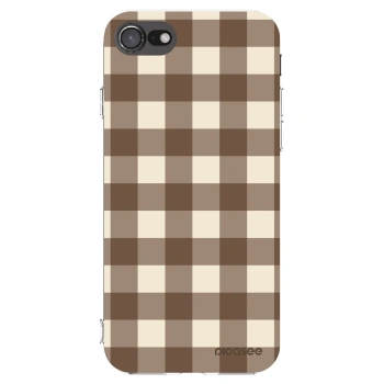 Picasee διαφανής θήκη σιλικόνης Apple iPhone SE 2020 - Brown grid