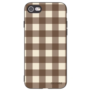 Picasee Μαύρη θήκη σιλικόνης για Apple iPhone SE 2020 - Brown grid