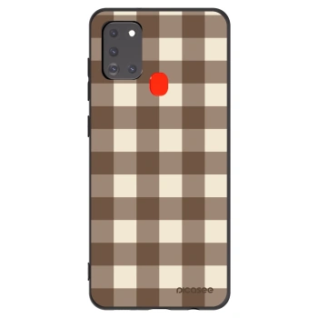 Picasee Μαύρη θήκη σιλικόνης για Samsung Galaxy A21s - Brown grid