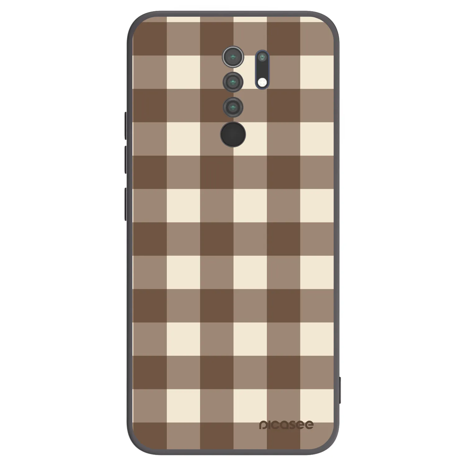 Picasee Μαύρη θήκη σιλικόνης για Xiaomi Redmi 9 - Brown grid