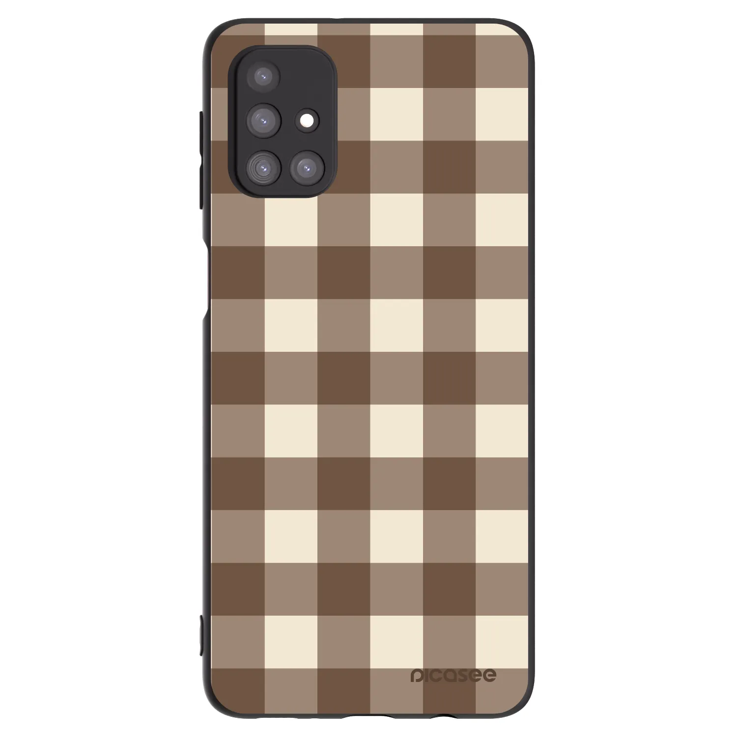 Picasee Μαύρη θήκη σιλικόνης για Samsung Galaxy M31s - Brown grid