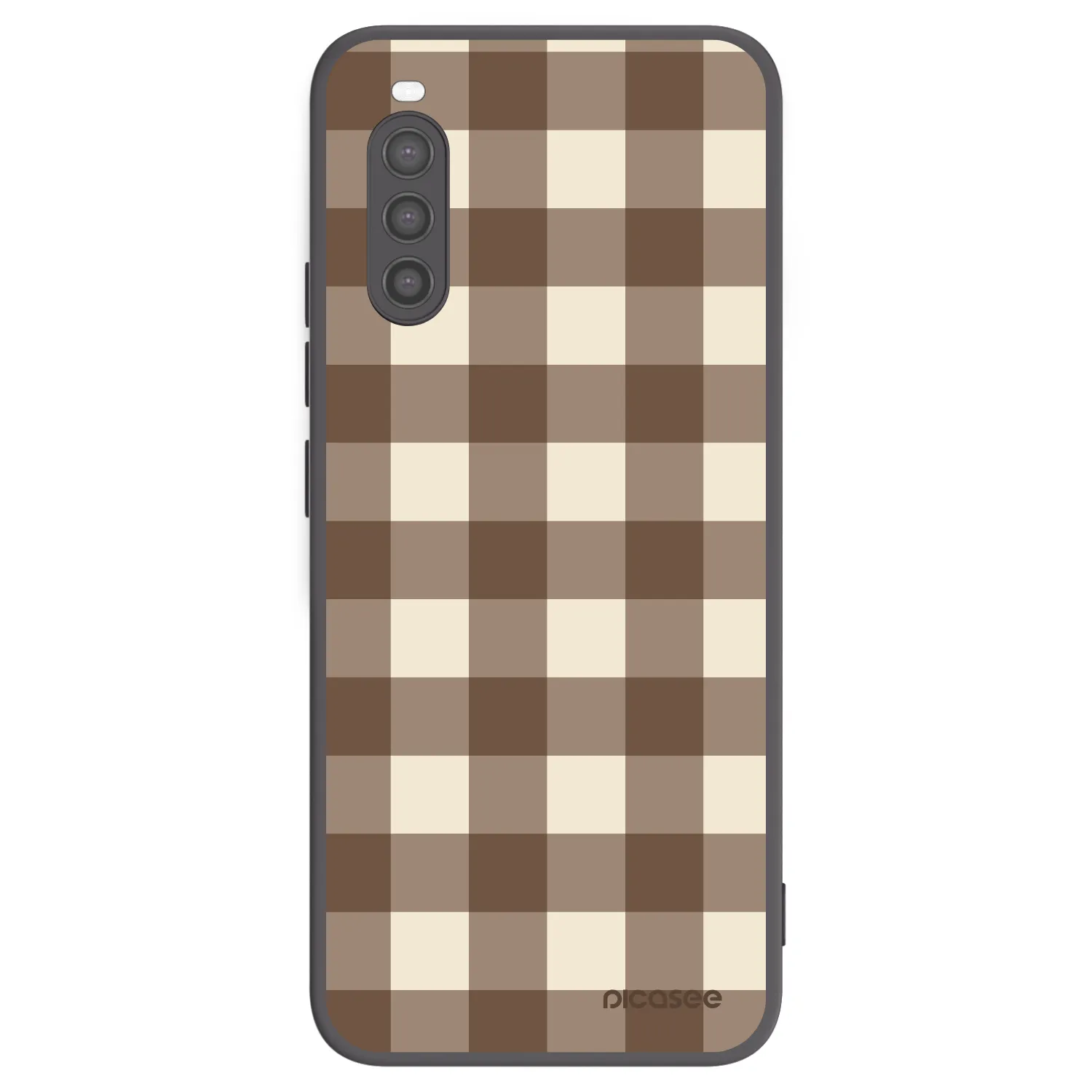 Picasee Μαύρη θήκη σιλικόνης για Sony Xperia 10 II - Brown grid