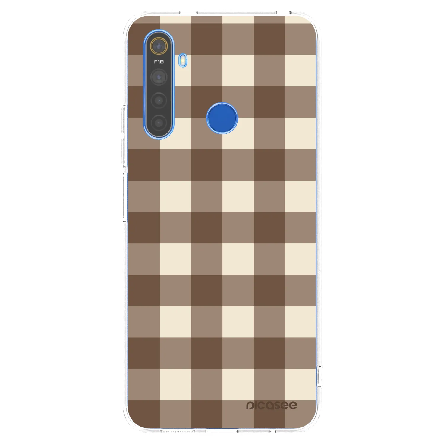 Picasee διαφανής θήκη σιλικόνης Realme 5 - Brown grid