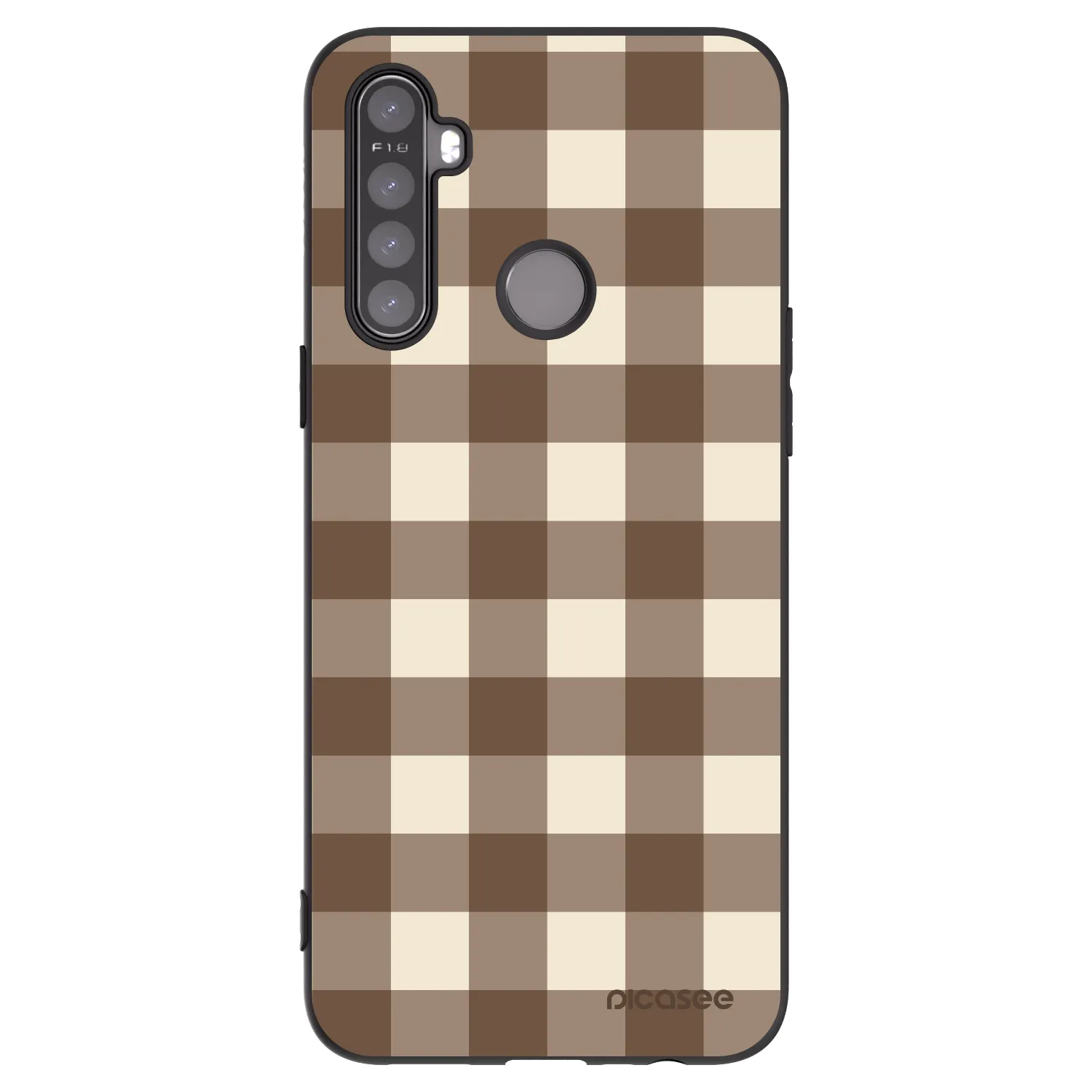 Picasee Μαύρη θήκη σιλικόνης για Realme 5 - Brown grid