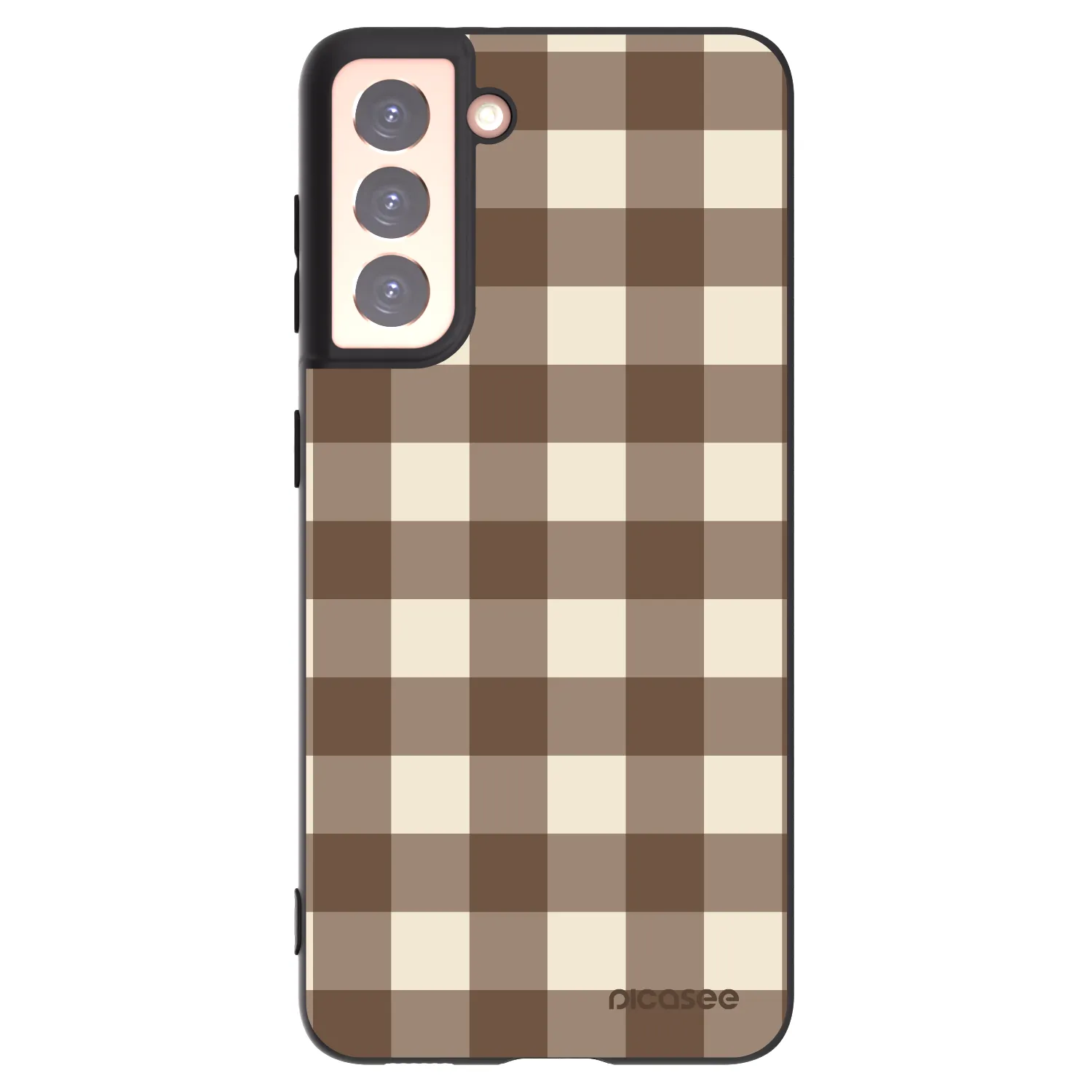 Picasee Μαύρη θήκη σιλικόνης για Samsung Galaxy S21 5G G991B - Brown grid