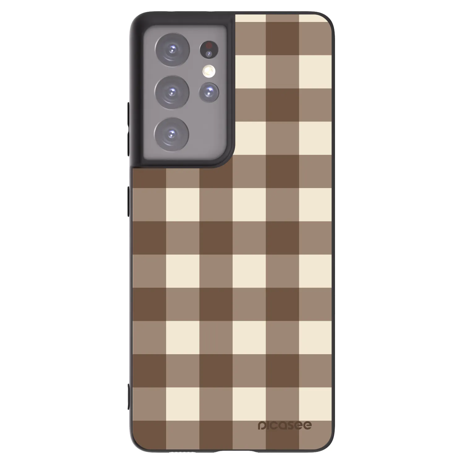 Picasee Μαύρη θήκη σιλικόνης για Samsung Galaxy S21 Ultra 5G G998B - Brown grid